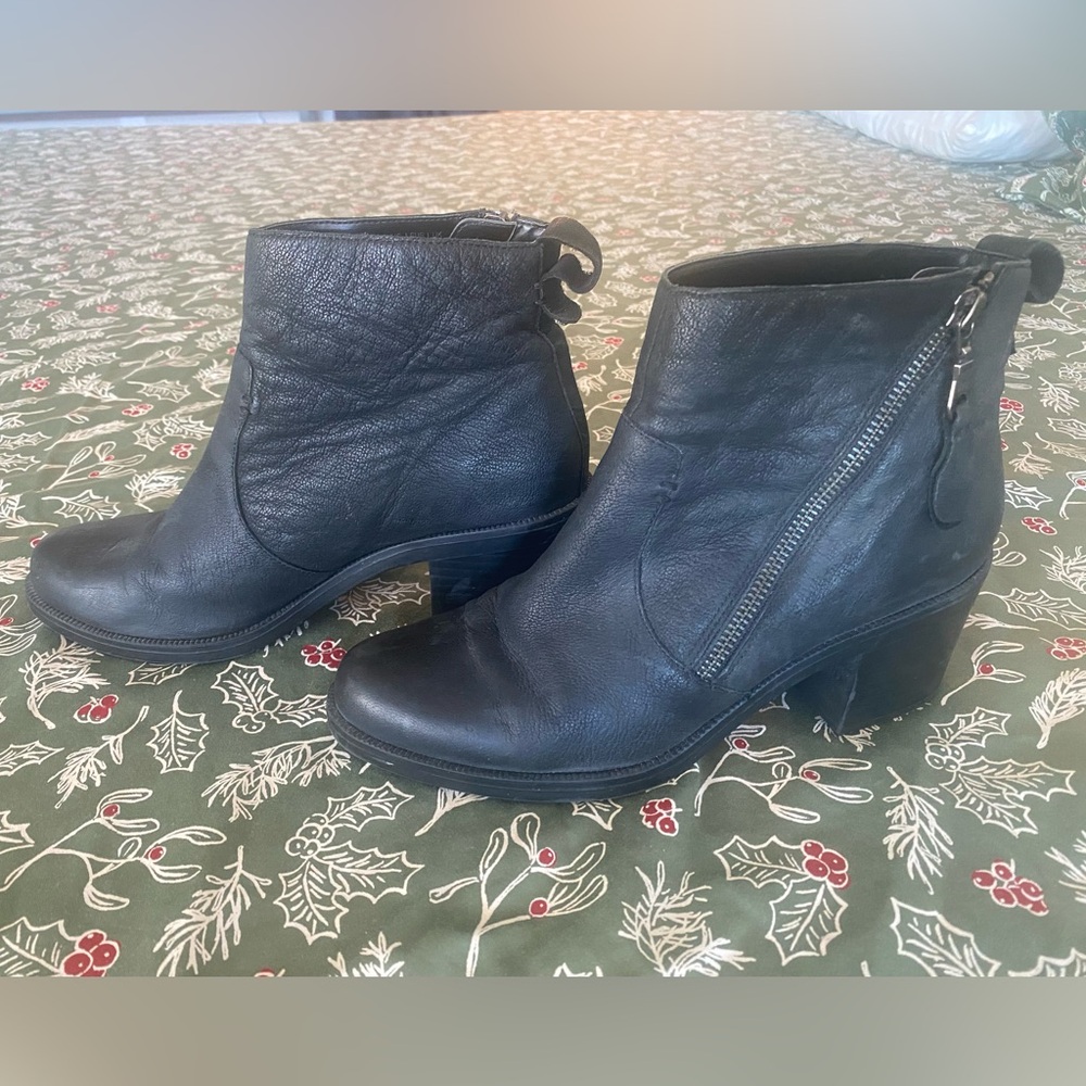 Black Leather Ankle Boots